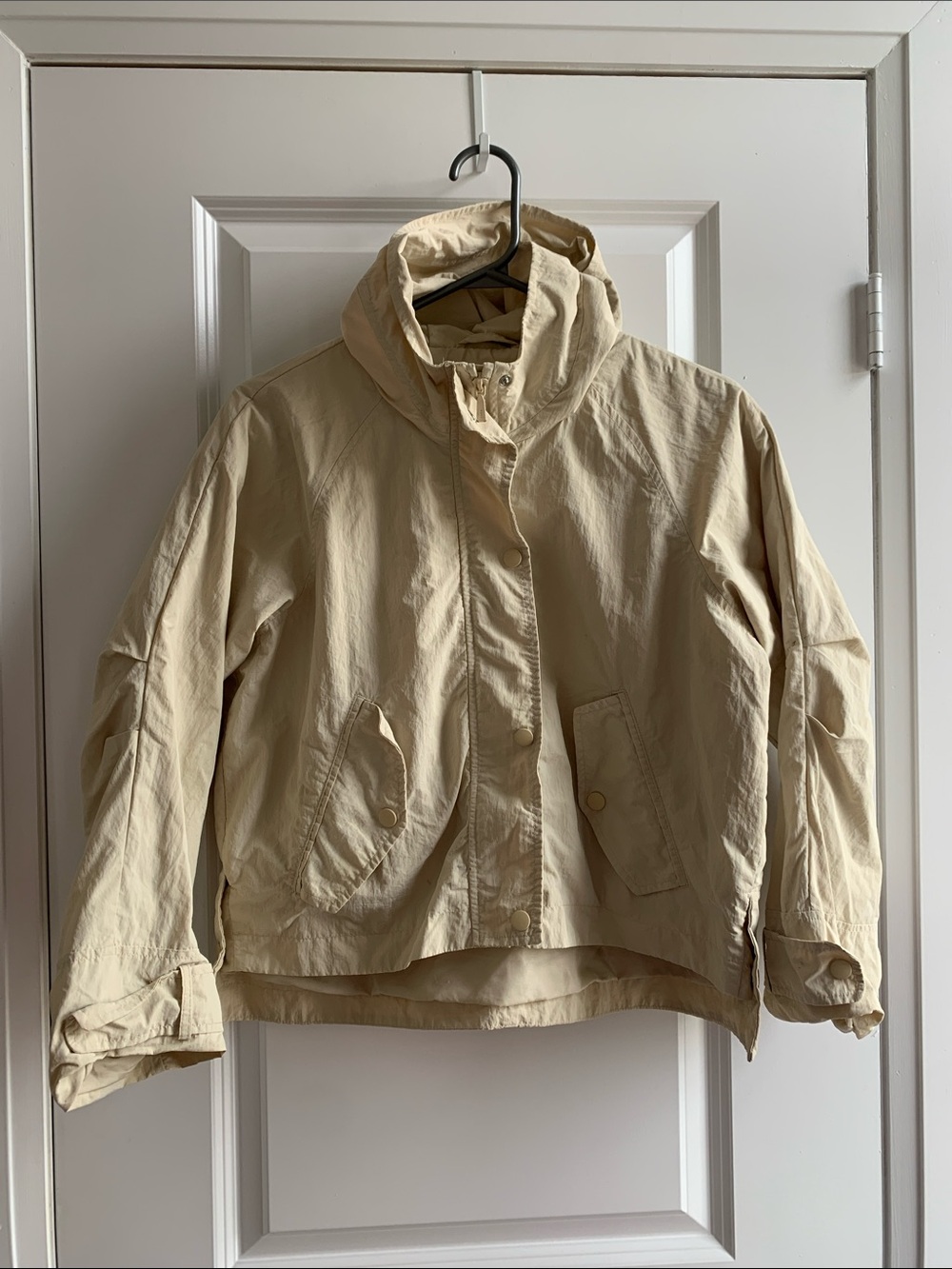 Zara Hooded Utility Jacket in Light Beige